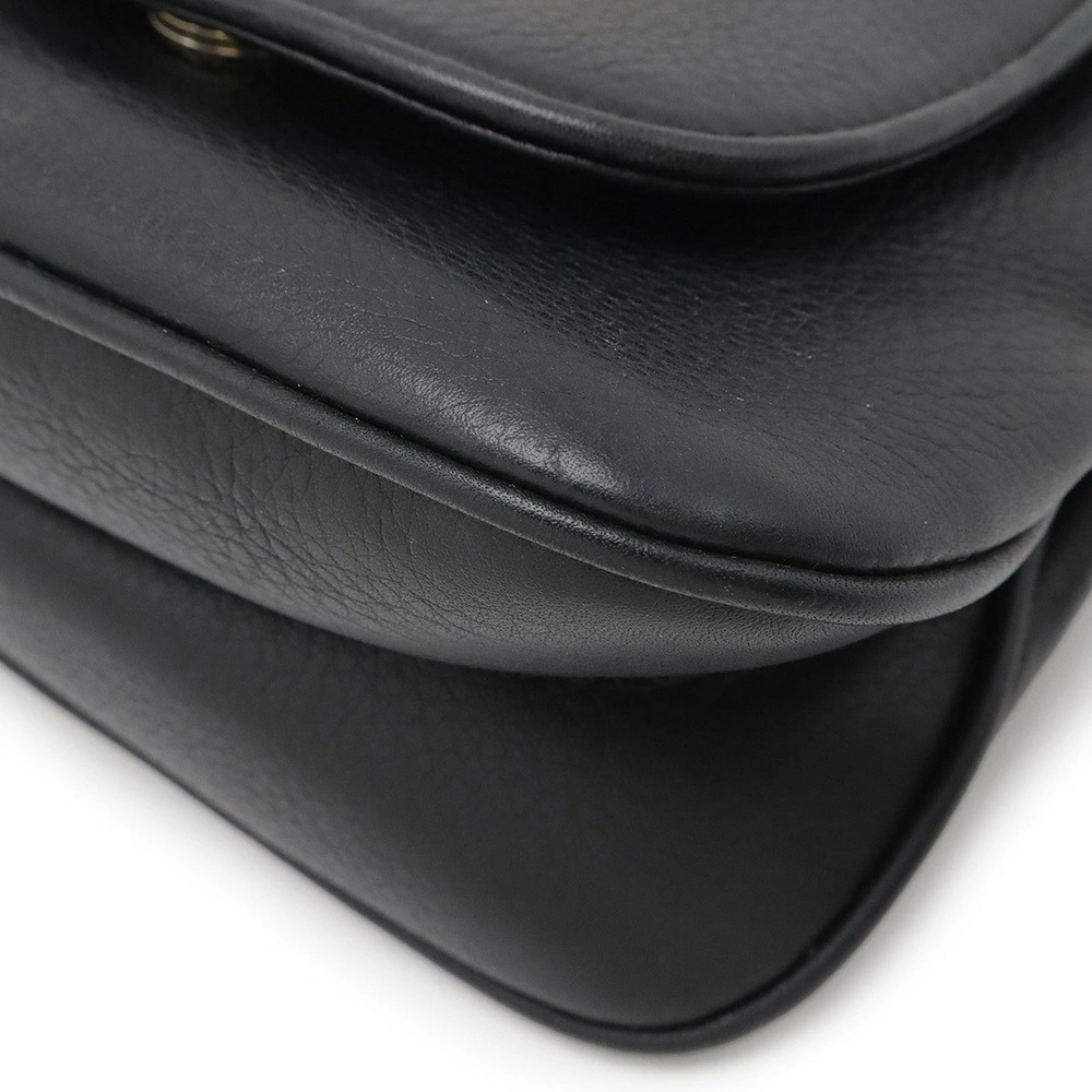 Gucci Double G Chain Bag Shoulder Pouch Clutch Leather Black - Picture 3 of 6